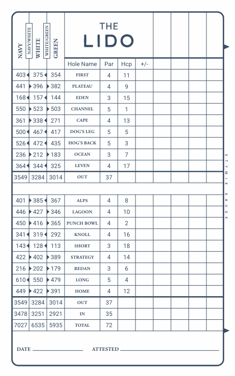 The Lido golf scorecard 2025